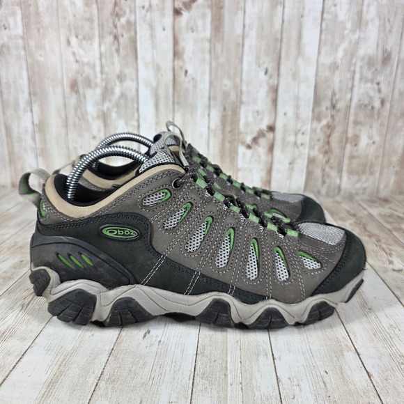 Oboz Hiking Trail Shoes Low‎ Top Lightweight Breathable Gray Green US 9.5 - Picture 1 of 8